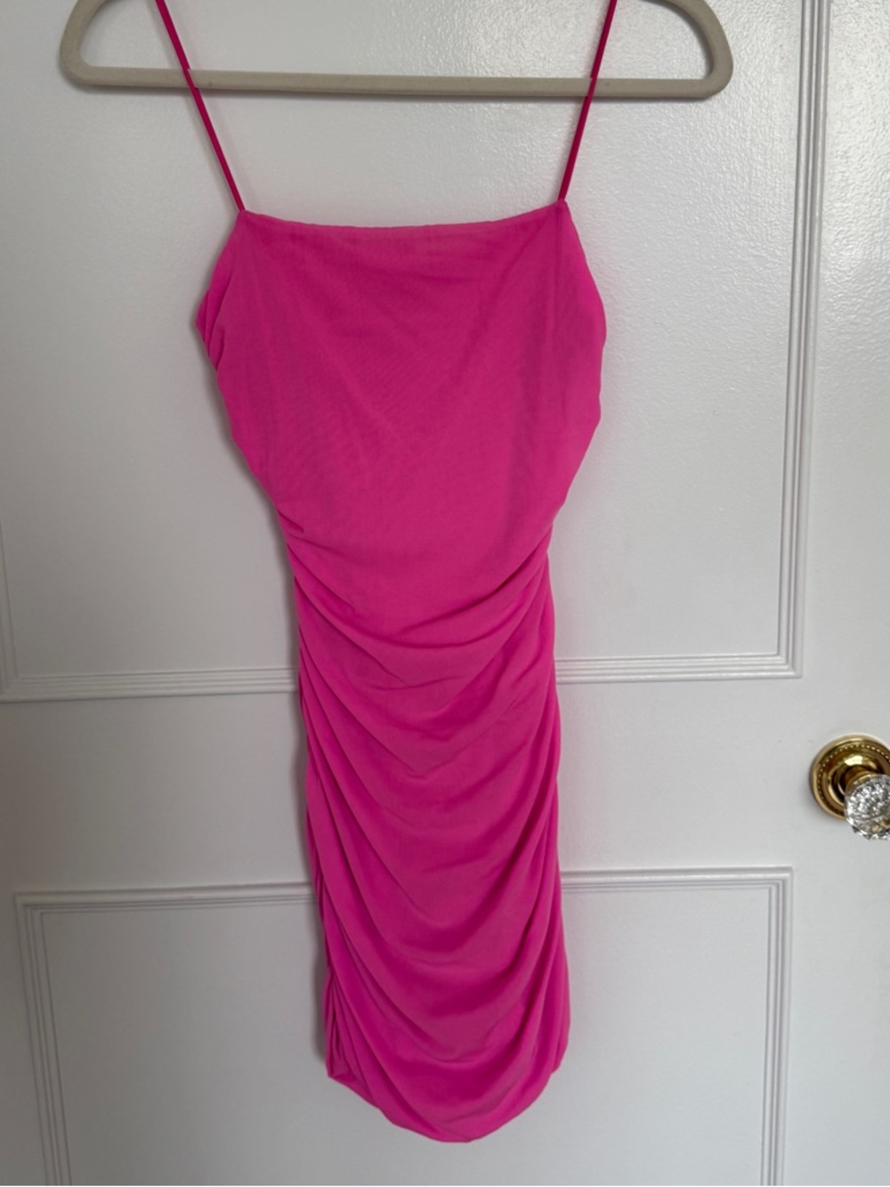 Hot Pink Bodycon Spaghetti-Strap Dress